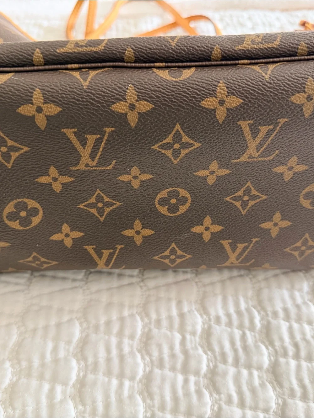 Louis Vuitton Monogram Canvas Tote with Tan Leather Trim